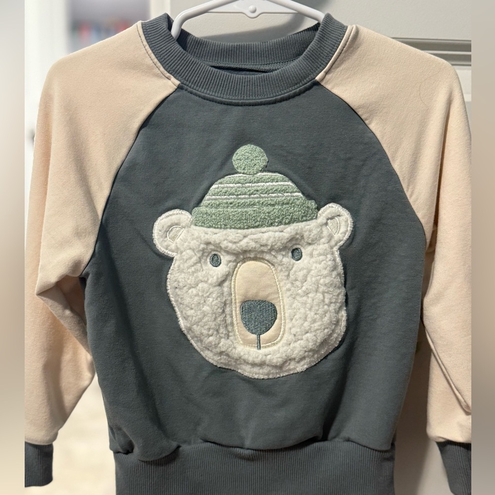Little Sleepies Bear Sweatshirt - Gray and Cream